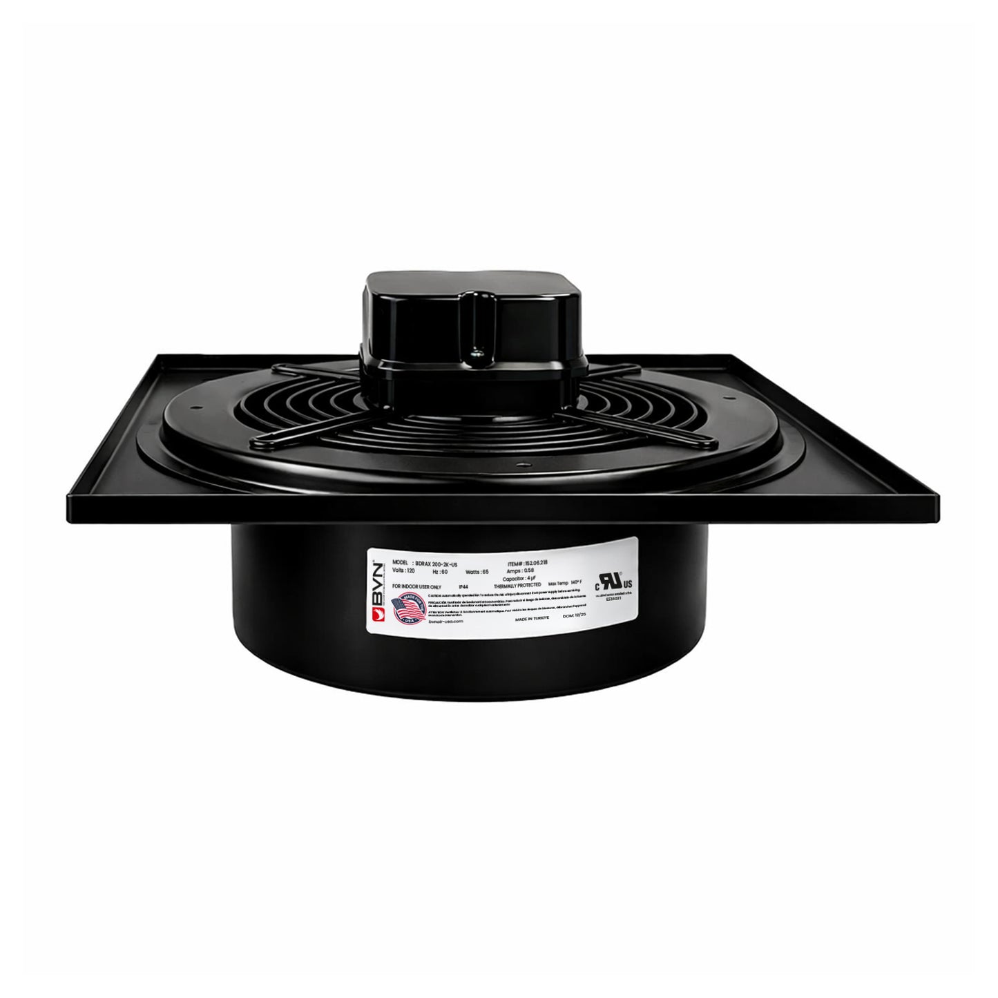 BDRAX-K 200 – Metal Storm 8" Wall Mounted Axial Fan, 647 CFM, All-Metal Construction, UL-Certified AC Motor,120V-60 Hz, F Class, IP 44 Protection, Ball Bearing, Thermally Protected, 3.94 FEI