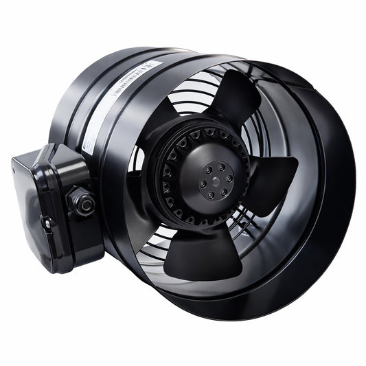 BORAX 200-Metal Storm 8" Inline Axial Duct Booster Exhaust Fan, 456 CFM High Airflow, ALL-METAL construction for Maximum Strength, UL-Certified AC Motor, 120V, Power Cord, for Grow Tents & Hydroponics