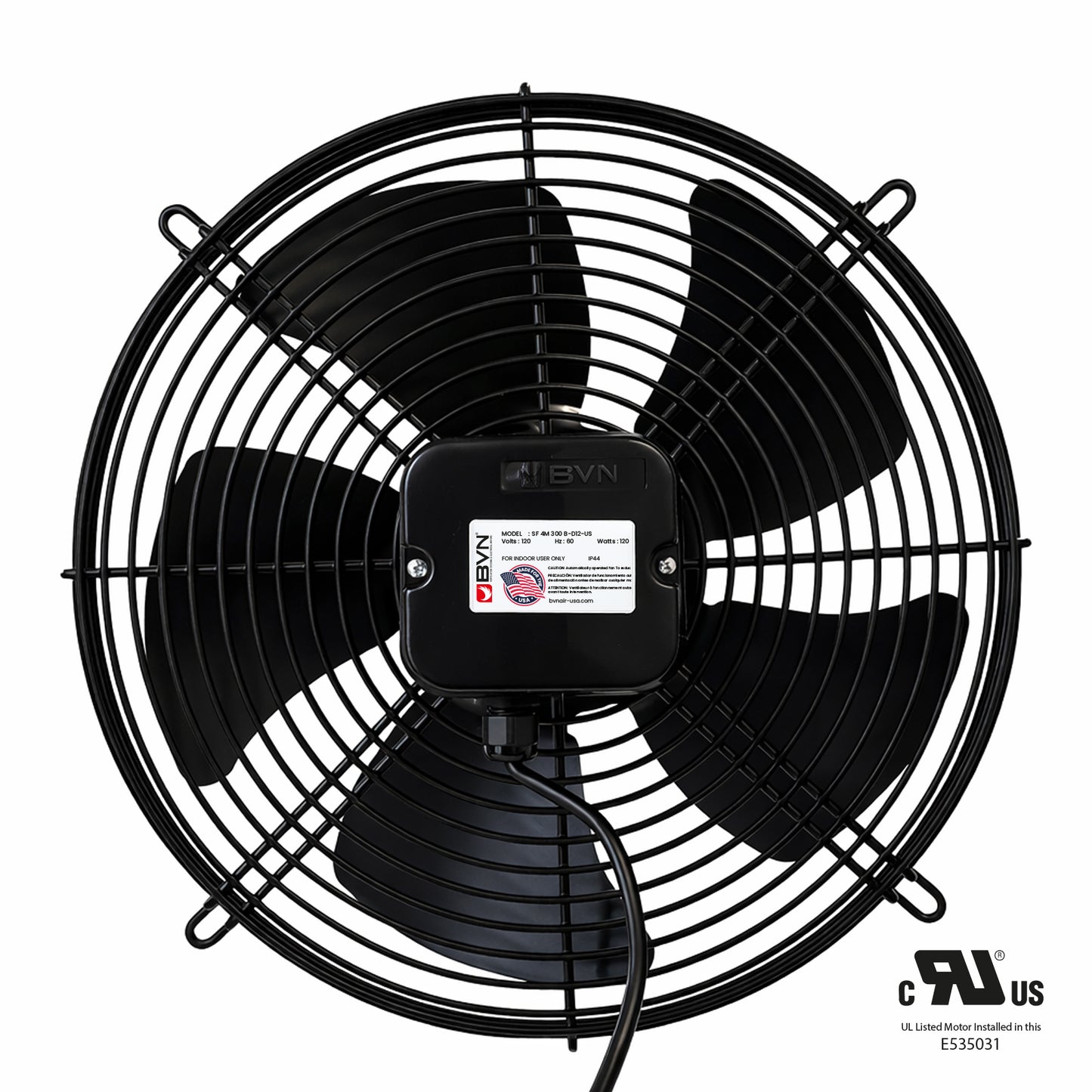 SF 4M 300 BD –12" Axial Cooling Fan, 1142 CFM, All-Metal Construction, 120V-60 Hz AC Motor, F Class Insulation, IP54 Protection, Ball Bearing, Thermally Protected, 2.1 FEI